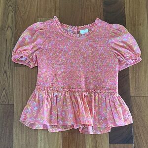 Crewcuts Pink Floral Smocked Kids Blouse